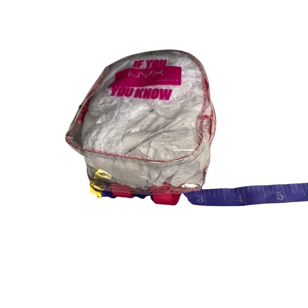 NYX Mini Backpack Keychain Clear Pink Makeup Bag Small Travel Pouch Cosmetics